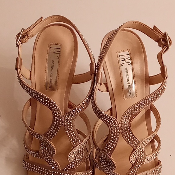 I-N-C International Concepts Cocktail Sz 7 1/2M Sliver Studs Tan Color SA20 - Picture 6 of 11